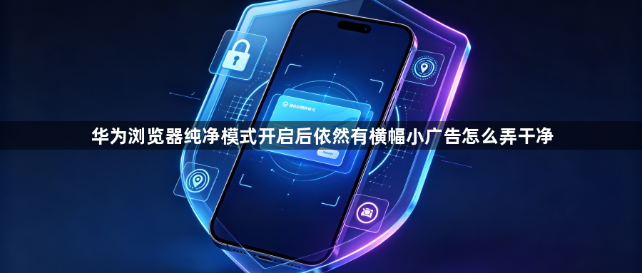 华为浏览器纯净模式开启后依然有横幅小广告怎么弄干净1