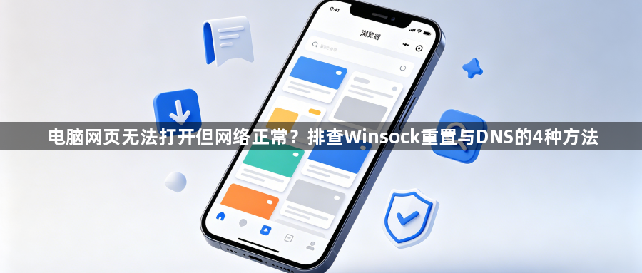 电脑网页无法打开但网络正常？排查Winsock重置与DNS的4种方法1